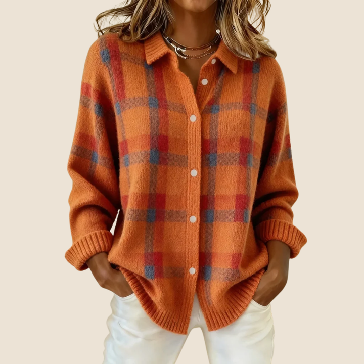 Elara | Soft Retro Check Knit Sweater