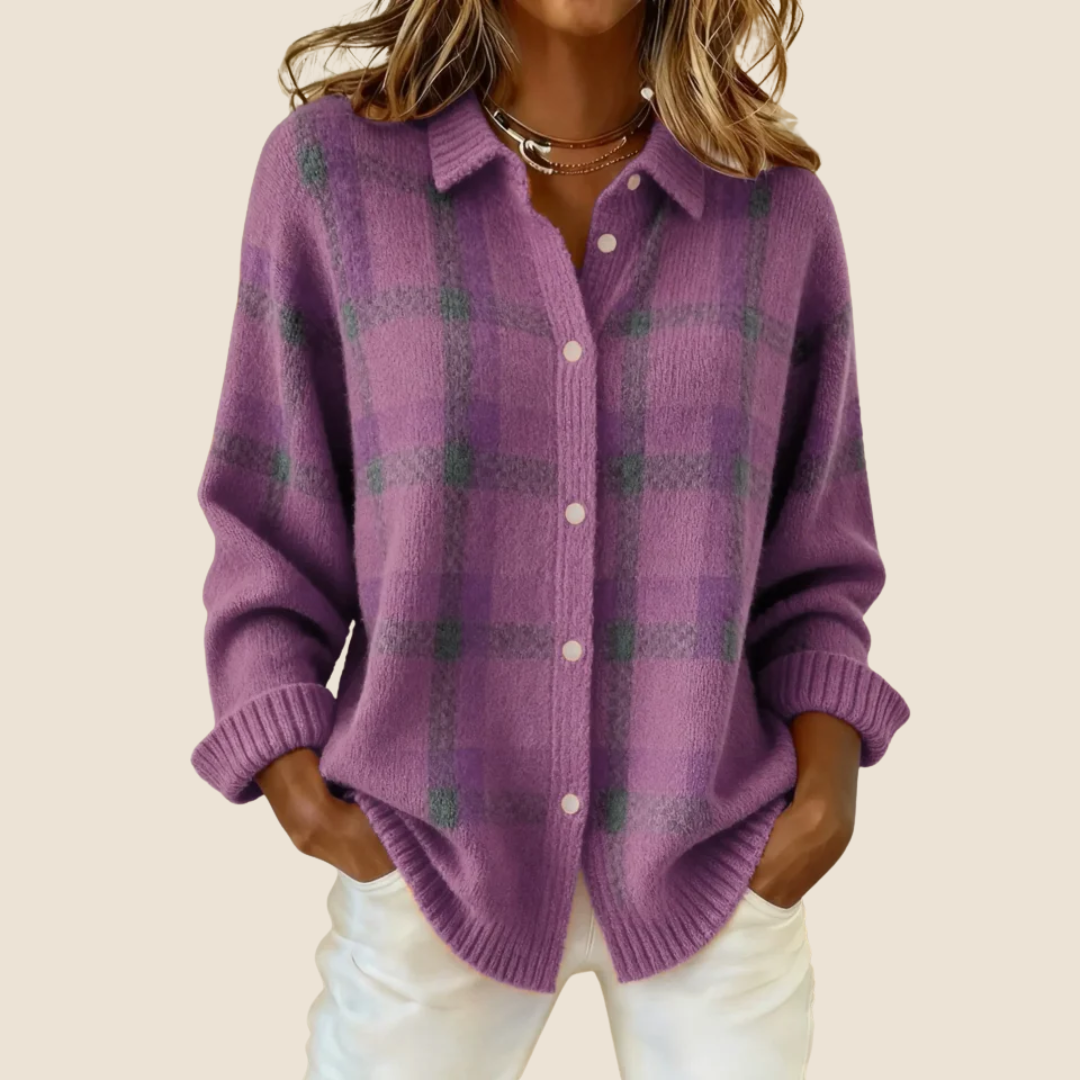 Elara | Soft Retro Check Knit Sweater