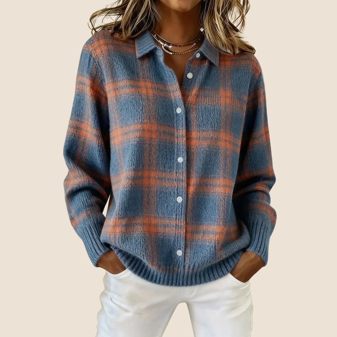 Elara | Soft Retro Check Knit Sweater
