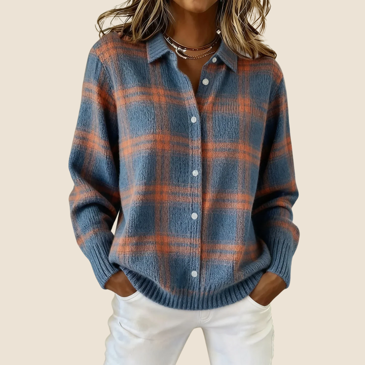 Elara | Soft Retro Check Knit Sweater